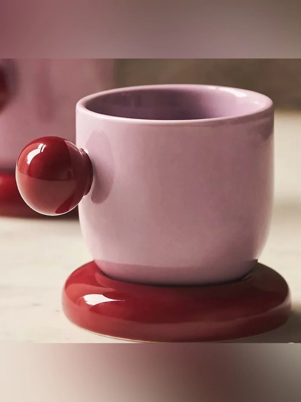Anthropologie Rika Espresso Cups, Set of 2 Mauve pink pastel multicolor - Picture 1 of 3